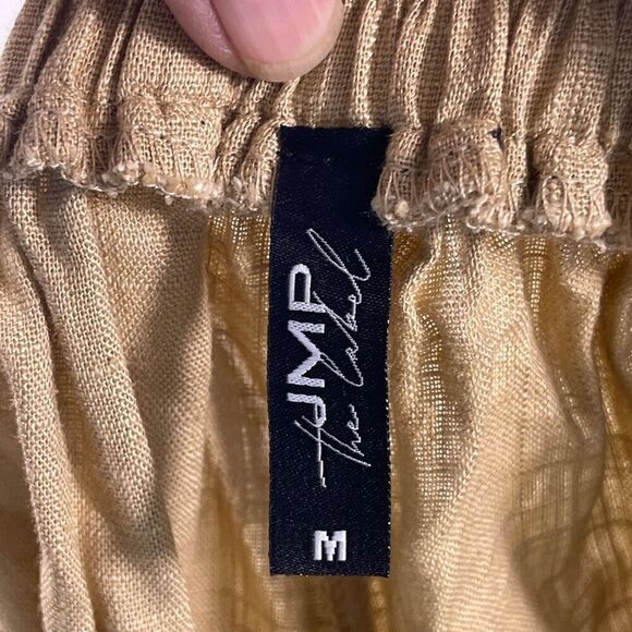 JMP The Label Tan Rayon Blend High Waisted Buttoned Wide Leg Pants Medium - Picture 4 of 11